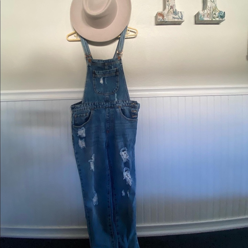 Ripped patch overalls